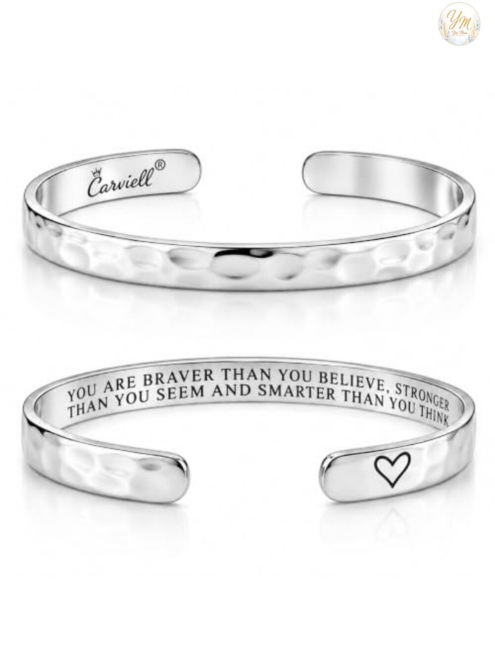Inspirational Cuff Bracelet for Women, 316L Surgical Stainless Steel, Engraved